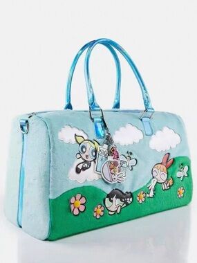 The Powerpuff Girls Plush Duffle Bag - Aqua & Green